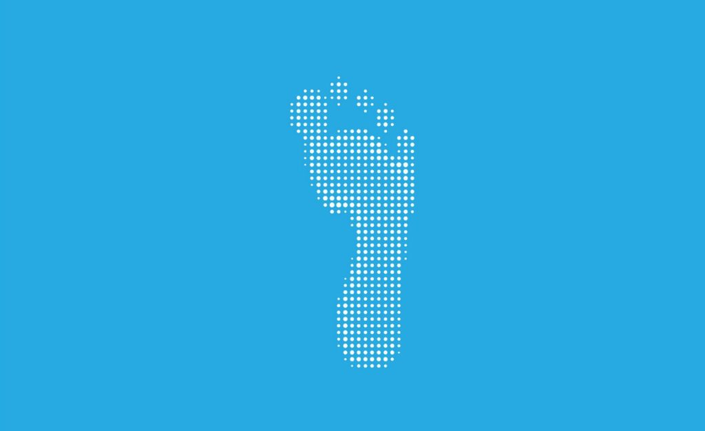 The Human rights Flag - blue with a footprint in the centre