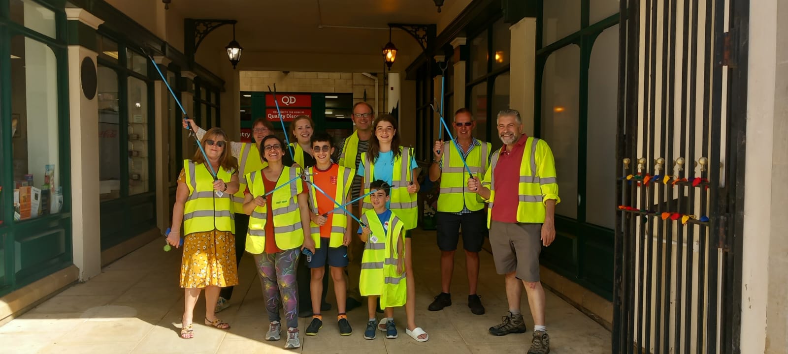 Picture of the Keep Chippy Beautiful team with litter pickers outside Withers Court. 